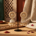 Noor Jahan elegant South Asian bridal jhumka earrings in gold for Eid and wedding occasions - Ahmad K Collections