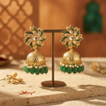 Zumurrad Bahar vibrant emerald green jhumka earrings for Eid, mehndi and festive occasions - Ahmad K Collections