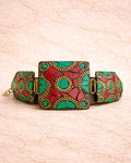 Hand-Inlaid Brass Square Medallion Bracelet